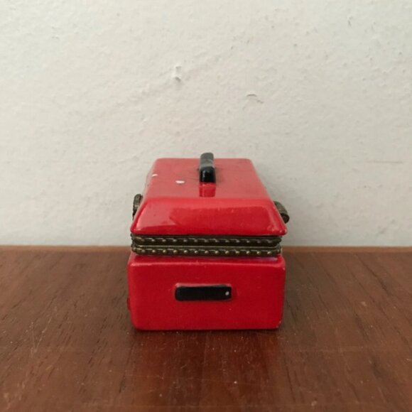 Vintage 1950's Red Toolbox Hinged Trinket Box With Saw Wrench Tools Charms Mini - Picture 6 of 9